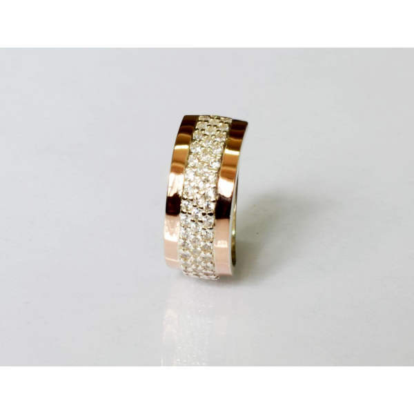 Кольцо серебряное  с накладками из золота (029к)