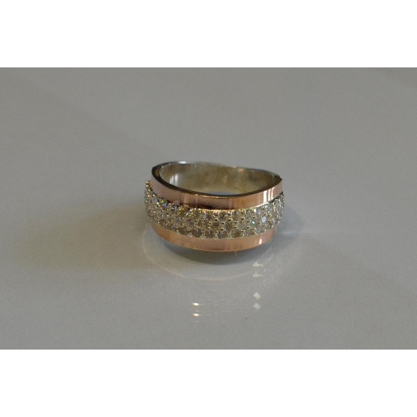 Кольцо серебряное  с накладками из золота (029к)