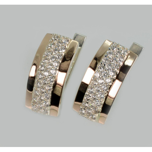 Серебряные серьги с пластинами из золота