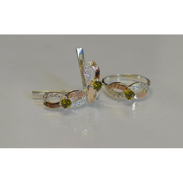 Срібний гарнітур з накладками золота (030)