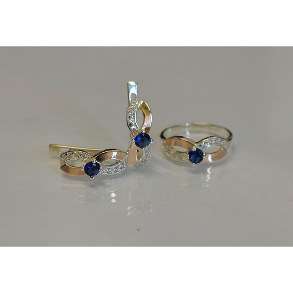 Срібний гарнітур з накладками золота (030)