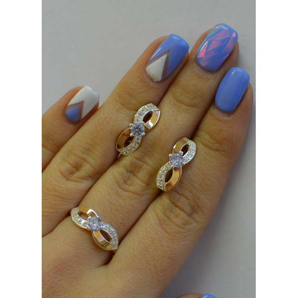 Срібний гарнітур з накладками золота (030)