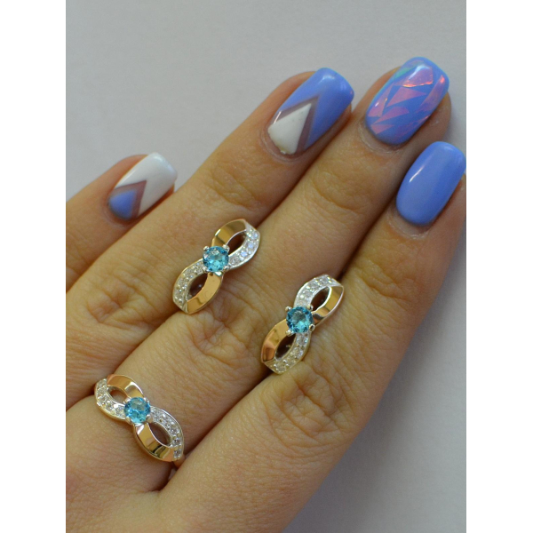 Срібний гарнітур з накладками золота (030)