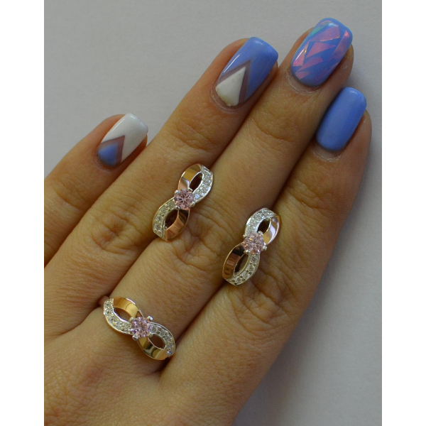 Срібний гарнітур з накладками золота (030)