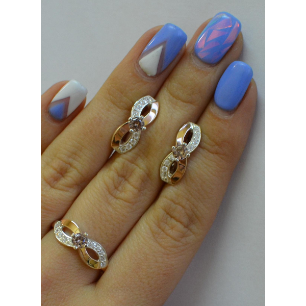 Срібний гарнітур з накладками золота (030)