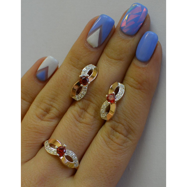 Срібний гарнітур з накладками золота (030)