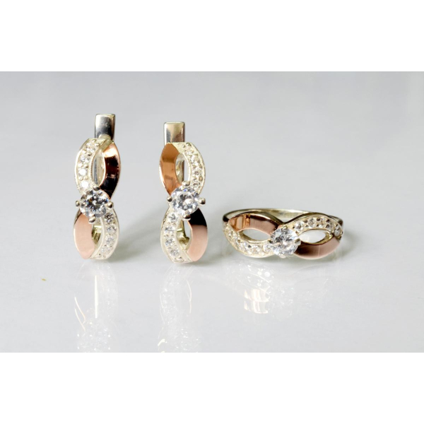 Срібний гарнітур з накладками золота (030)