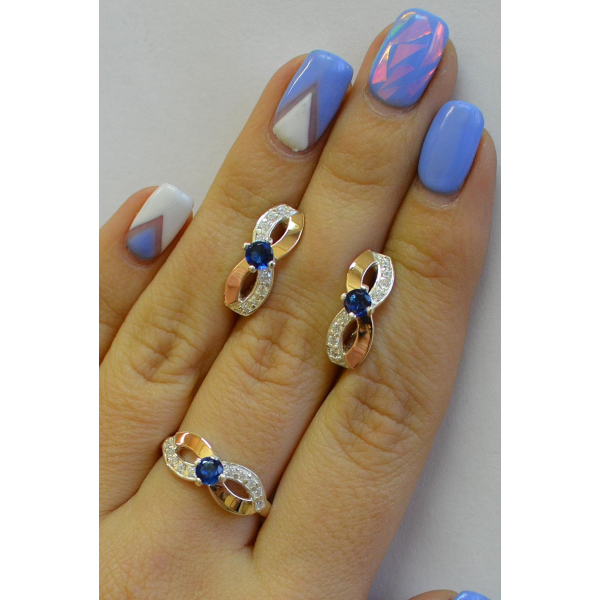 Срібний гарнітур з накладками золота (030)