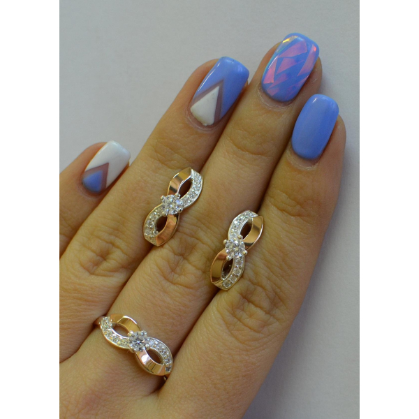 Срібний гарнітур з накладками золота (030)