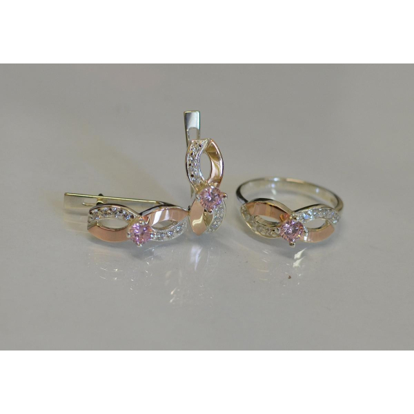 Срібний гарнітур з накладками золота (030)