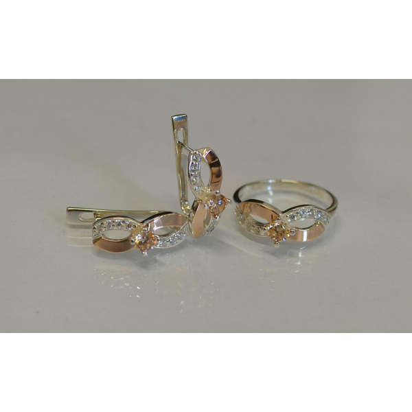 Срібний гарнітур з накладками золота (030)