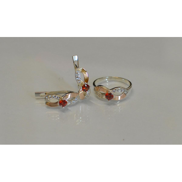 Срібний гарнітур з накладками золота (030)