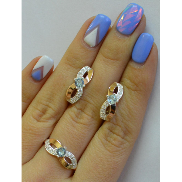 Срібний гарнітур з накладками золота (030)