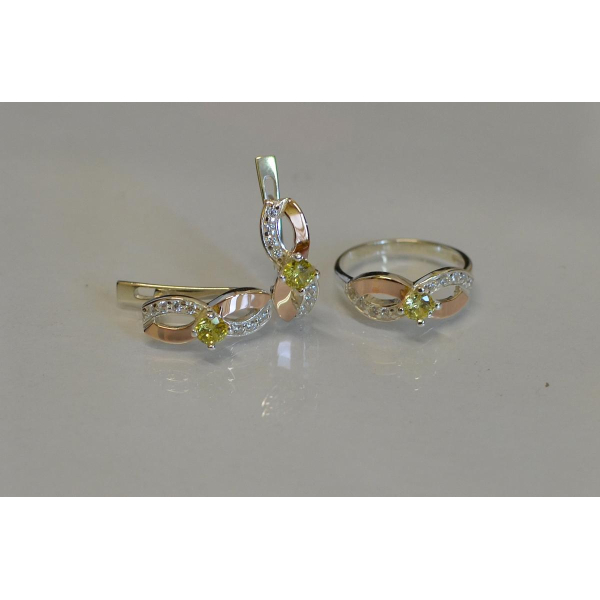 Срібний гарнітур з накладками золота (030)