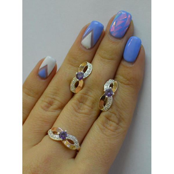 Срібний гарнітур з накладками золота (030)