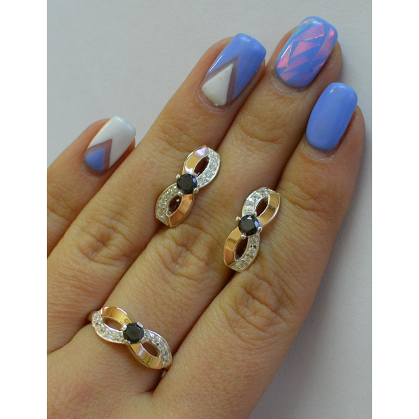 Срібний гарнітур з накладками золота (030)