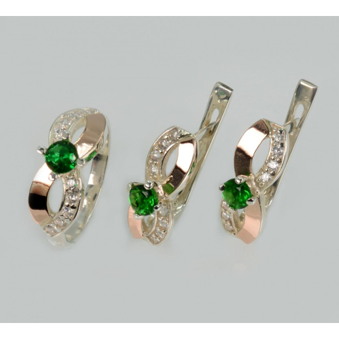 Серебряный гарнитур с накладками золота