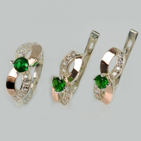 Серебряный гарнитур с накладками золота