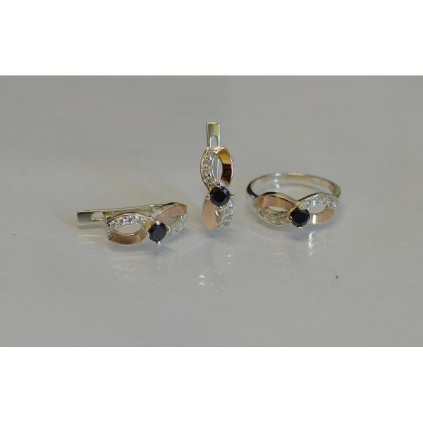 Срібний гарнітур з накладками золота (030)