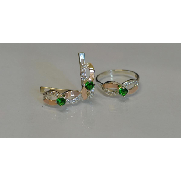 Срібний гарнітур з накладками золота (030)