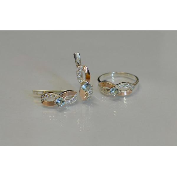 Срібний гарнітур з накладками золота (030)