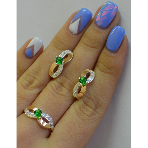 Срібний гарнітур з накладками золота (030)