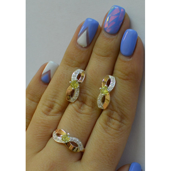 Срібний гарнітур з накладками золота (030)