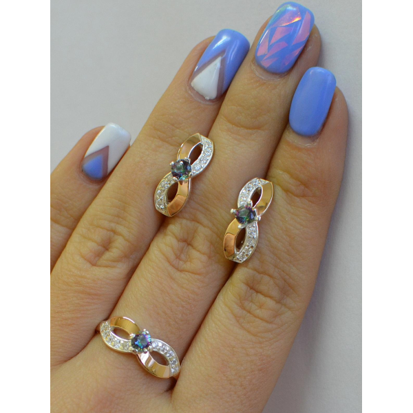 Срібний гарнітур з накладками золота (030)