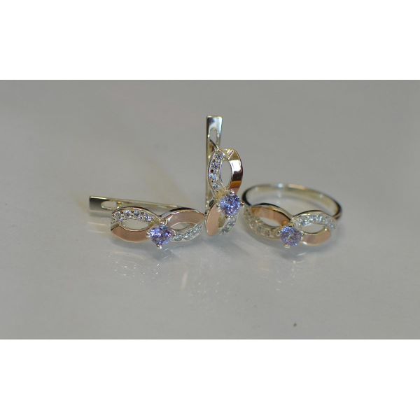 Срібний гарнітур з накладками золота (030)