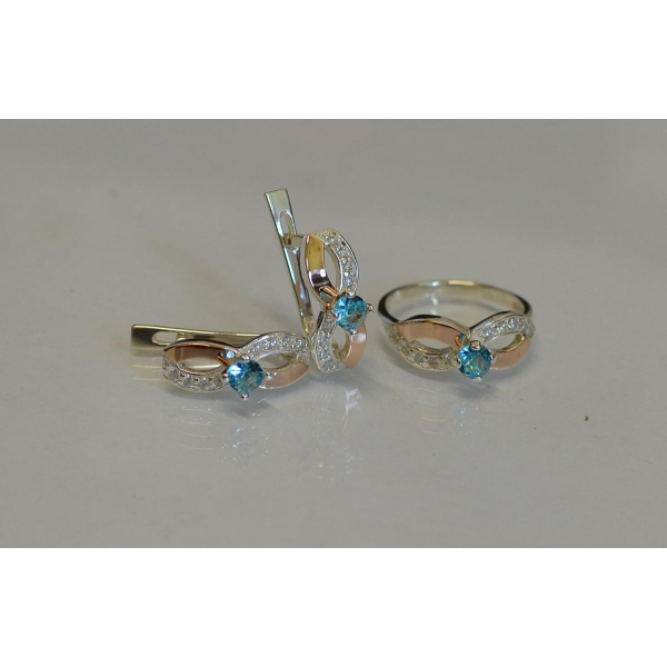 Срібний гарнітур з накладками золота (030)