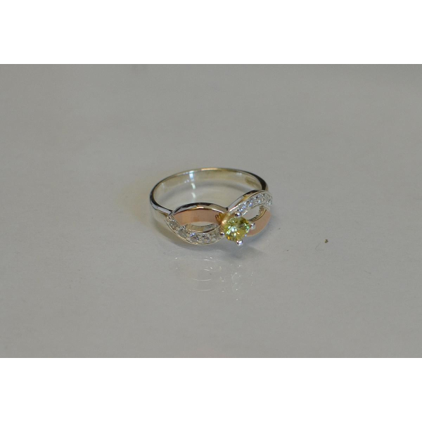 Кольцо серебряное с напайками золота (030к)