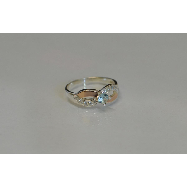 Кольцо серебряное с напайками золота (030к)