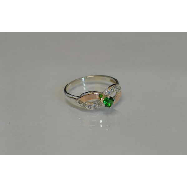 Кольцо серебряное с напайками золота (030к)