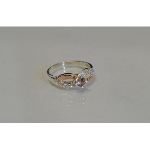 Кольцо серебряное с напайками золота (030к)