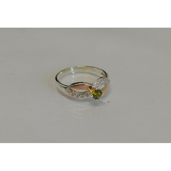 Кольцо серебряное с напайками золота (030к)