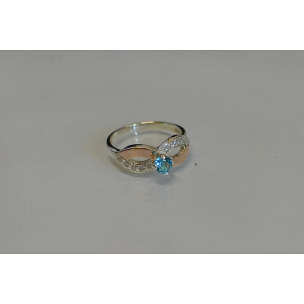 Кольцо серебряное с напайками золота (030к)