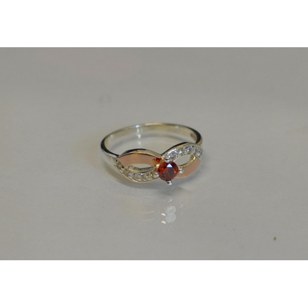 Кольцо серебряное с напайками золота (030к)