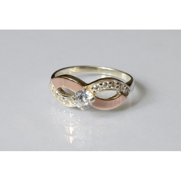 Кольцо серебряное с напайками золота (030к)