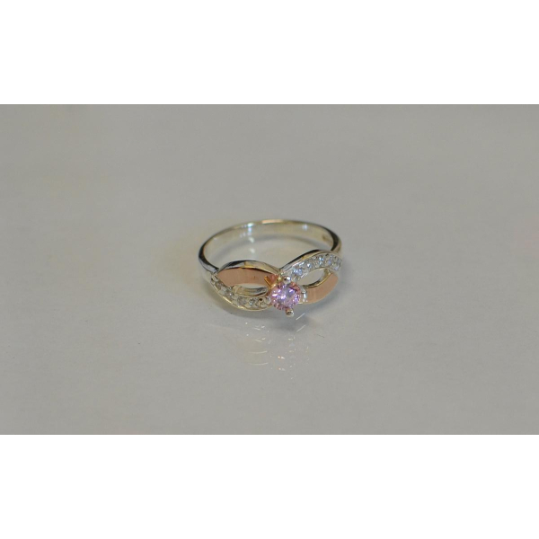 Кольцо серебряное с напайками золота (030к)