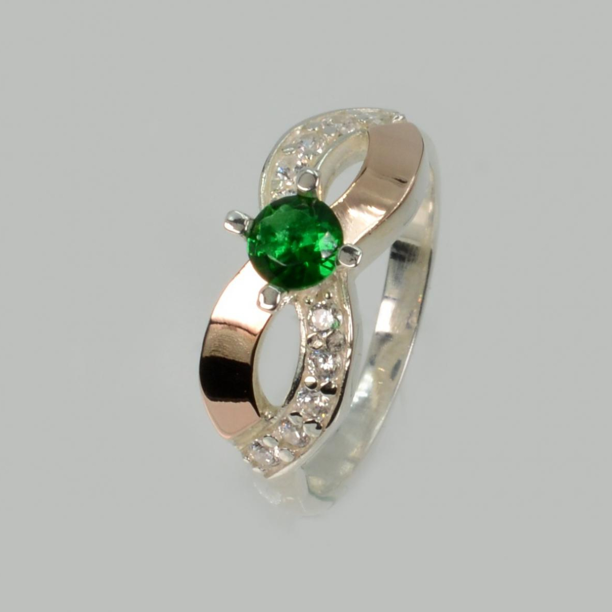 Кольцо серебряное с напайками золота (030к)