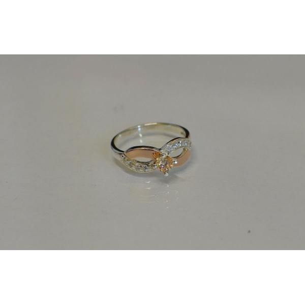 Кольцо серебряное с напайками золота (030к)