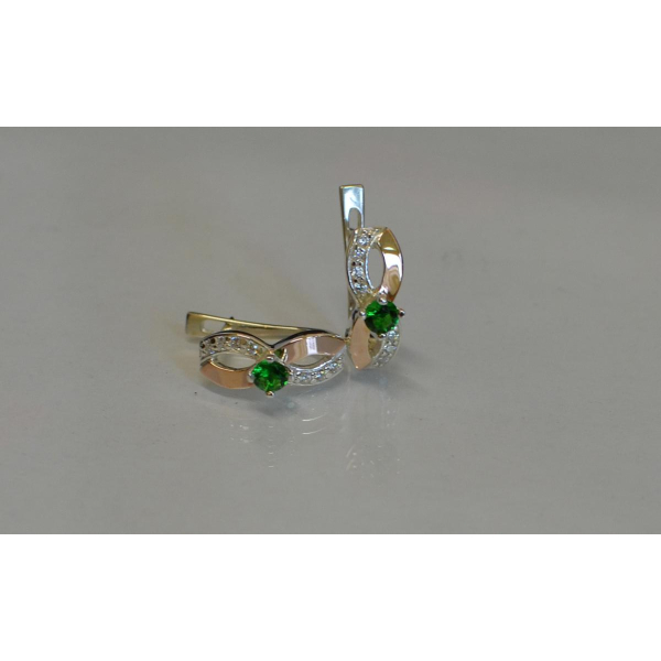 Серьги серебряные  с напайками с золота (030с)