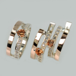 Серебряный набор с золотыми вставками