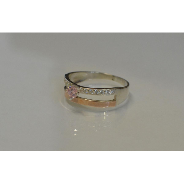 Серебряное кольцо с  накладками из золота (031к)