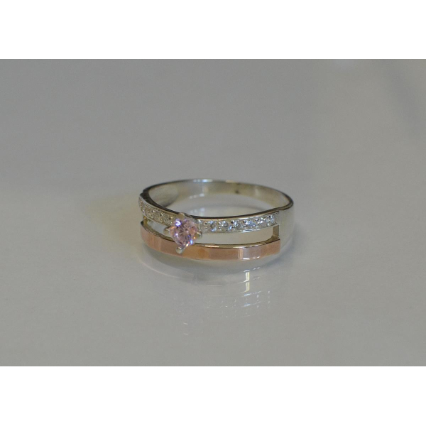 Серебряное кольцо с  накладками из золота (031к)