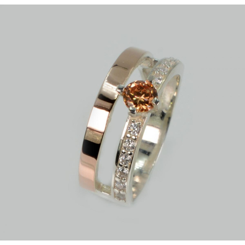 Срібна каблучка з накладками з золота