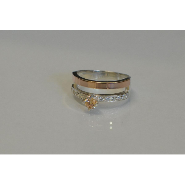 Серебряное кольцо с  накладками из золота (031к)