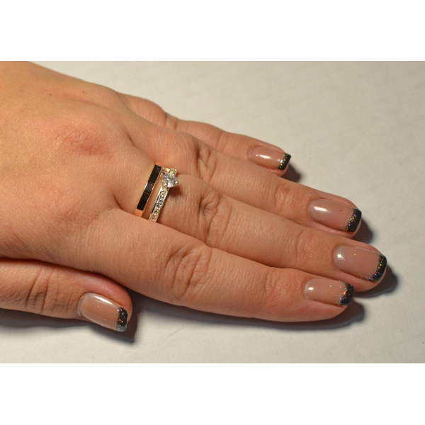 Серебряное кольцо с  накладками из золота (031к)