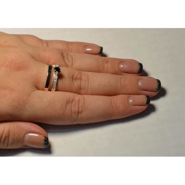 Серебряное кольцо с  накладками из золота (031к)