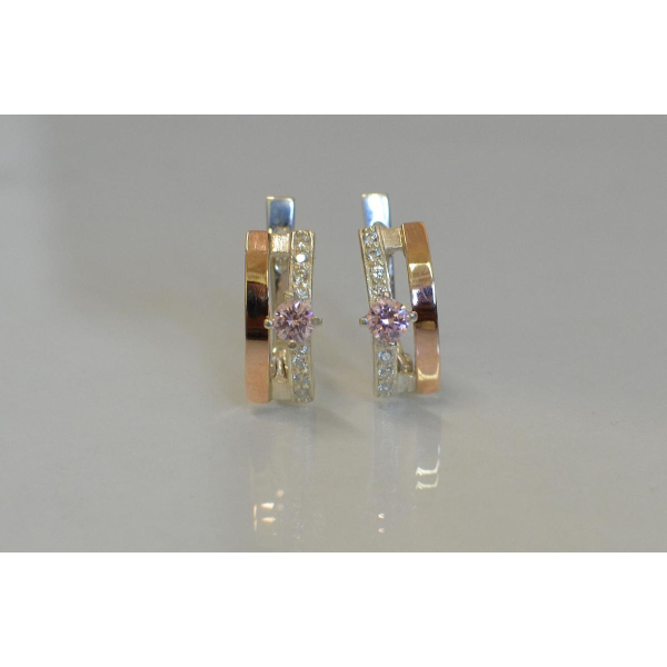 Серебряные серьги с золотыми накладками (031с)